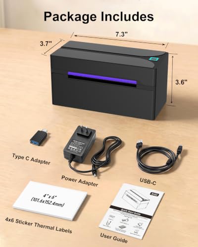 Bluetooth Thermal Label Printer,4x6 Shipping Label Printer - color: Black