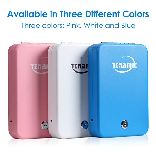 Tenamic Pistol Safe, Portable Travel Gun Safe, Solid Steel Handgun Lock Box for Home, Gun Safes for Car, Pink - color: Key Lock Pink