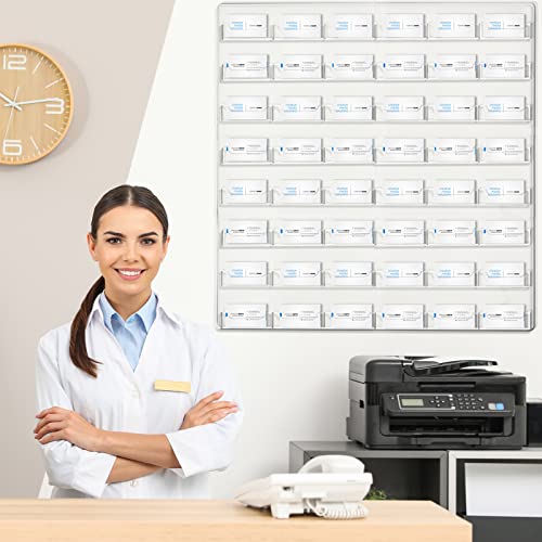 Hillban Acrylic Business Card Holder Wall Mount Office, 48 Pockets - size: 48 Pockets