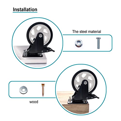 Caster Wheels-4 Inch Swivel Casters Set of 4 Heavy Duty with Brake - color: Black, size: 4"4pack Black