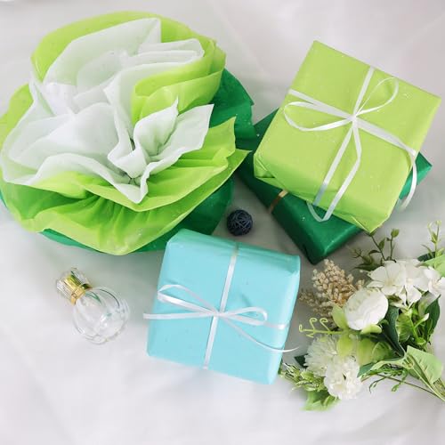 BEISHIDA 50 Sheets Dark Green Glitter Tissue Paper Bulk, Glitter Tissue Wrapping Paper for Gift Bags, 14 x 20 Inch Gift Wrap for Birthday Wedding Graduation DIY Crafts Holiday Flowers - color: green