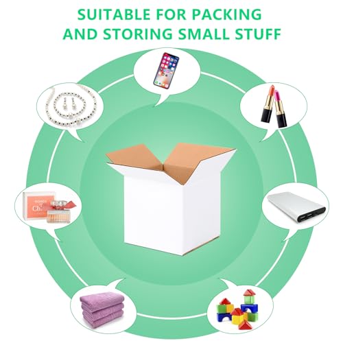 6x6x6 Small Shipping Boxes Set of 40, White Corrugated Cardboard Box for Small Business for Mailing Packaging Gifts - size: 6 x 6 x 6 Inch (Pack of 40)