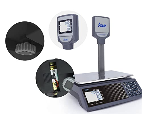 NTEP Certified Price Computing Scale with Pole Legal for Trade Commercial Price Scale 30lb 0.01lb Commercial Retail Scales w/LCD Dual Screen Displays for Food, Meat, Deli, Fruit Market - size: 30 lb, with Pole