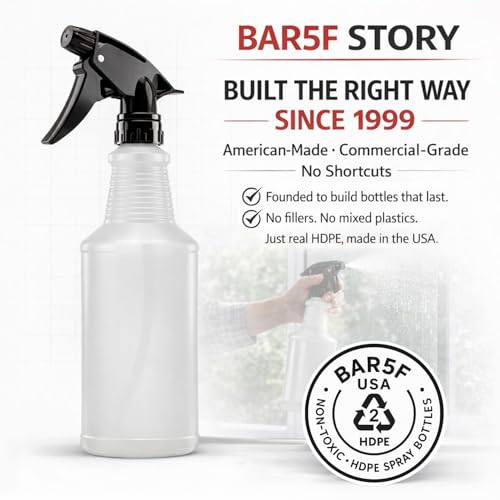 Bar5F 24 oz Empty Spray Bottles, Chemical-Resistant, Made in USA, 3-Pack