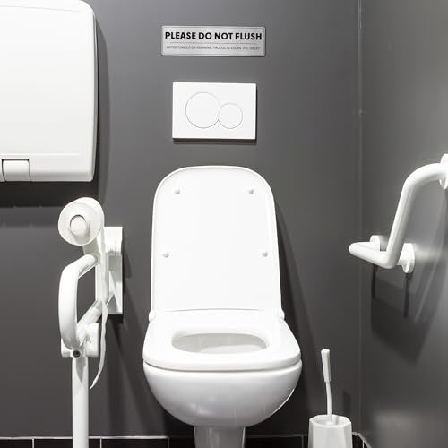 4 Pack Do Not Flush Sign for Bathroom - Restroom Signs for Business, Office, Restaurant, Bathroom Rules for Hotel, Do Not Flush Feminine Products Sign with Double Sided Tapes, 7" × 2" - style: Please Do Not Flush