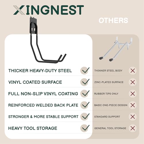 6-Pack Large Heavy Duty Pegboard Hooks - 66 lbs Capacity