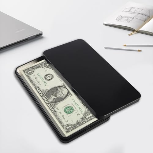 Metal Cash Box with Currency Tray, 4Pcs Black - color: Black