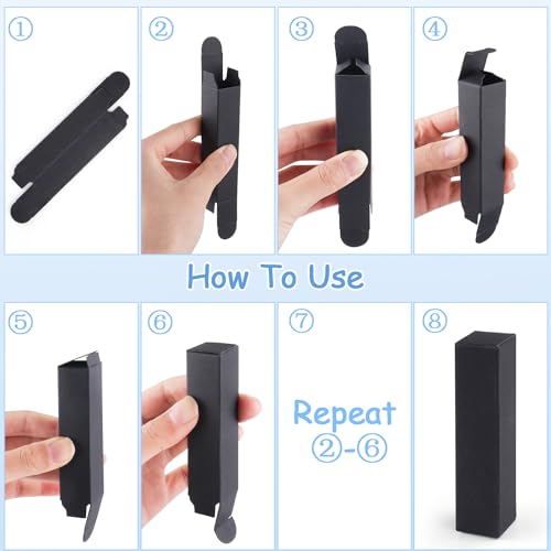 Cositina 100 Pack 0.78 * 0.78 * 3.34 inch Kraft Paper Lipstick Box Rectangle Lip Balm Kraft Boxes Essence Oil Bottle Packaging Organzier for Makeup Sample Tube Storage DIY Gifts - Black - color: Black