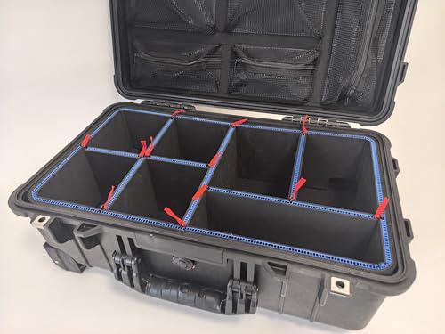 LAFENLIN UPGRADE DIY Divider System for Pelican 1510 Case, Customizable Organizer with U-Clips & Red Pull Tabs, Secure Foam Inserts for Tools, Camera, Medical, Tactical Gear (Case NOT Included)