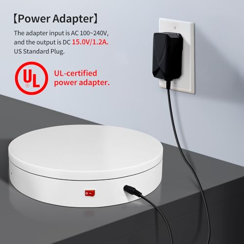 15.8In Remote Motorized Electric Turntable Rotating Display Stand Rotating Platform Photography Turntable motorized lazy susan base giratoria para for Photography,3D Scanner,(Load Range:132~400lbs) - size: 15.8inch/White/400Lbs Load