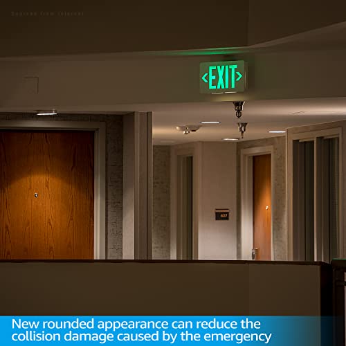 TORCHSTAR 2-Pack Green Letter LED Exit Sign with Battery Backup, White - color: White-Green