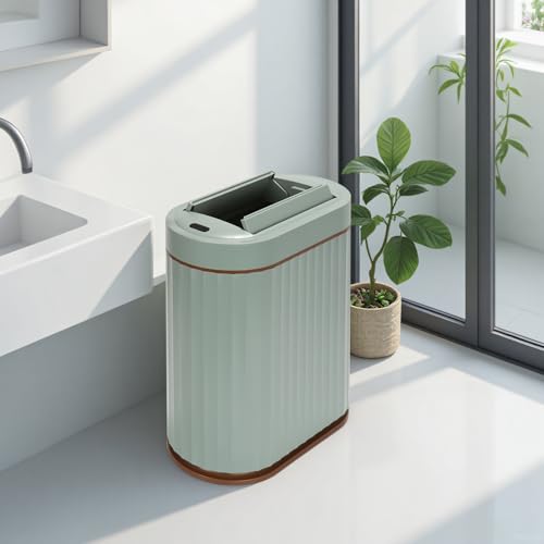 SYNCVIBE Bathroom Sensor Trash Can, 2 Gallon, Butterfly Lid, Green - color: Green