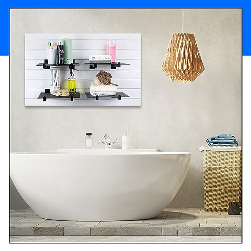 Yexiya 24 Pcs 10 Inch Slatwall Shelf Bracket Heavy Duty Slatwall Shelves Display Hooks Hangers Floating Slatwall Accessories for Panel Retail Shop Garage Room Storage Organizer Exhibition (Black)