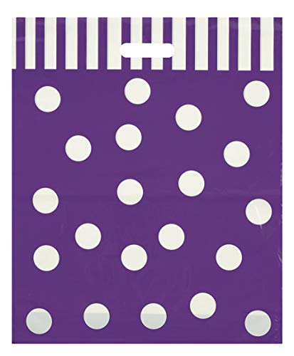 ORAPACK 15x18 Purple Die Cut Handle Bags with White Dots 50/cs - color: Purple, size: 1 Count (Pack of 50)