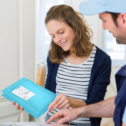 Famagic Blue Bubble Mailers 4x8 for Shipping & Cards, 50pc, Usable 4x7 - color: Light Blue, size: 4x8 50pcs