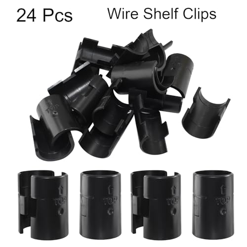Hordion 24Pcs Wire Shelf Clips, Plastic Shelf Lock Clips for 1 Inch Post - size: 1 inch+24pcs