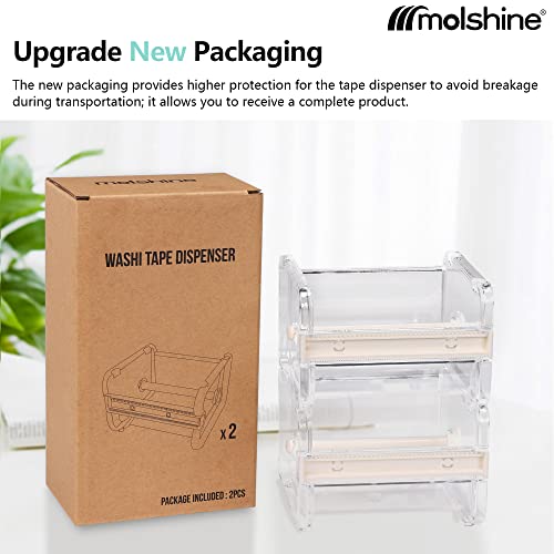 molshine 2 Pack Transparent Desktop Multi Washi Masking Tape Storage Dispenser,Tape Cutter,Tape Roll Holder (Not Include Masking Tape) (Beige) - color: Beige