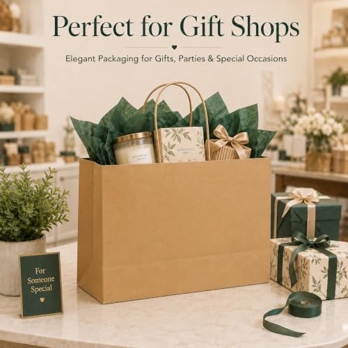 GSSUSA Brown Paper Bags with Handles, Large Gift Bags 16x6x12, 100 Pack - color: Brown, size: 1 Count (Pack of 100)