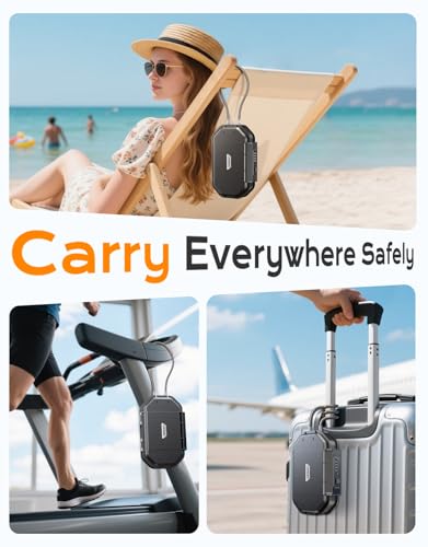 Portable Travel Safe Lock Box Waterproof & Durable, 4-Digit Combination Anti-Theft Personal Beach Safe with Removable Steel Cable, Small Security Case Lock Box for Beach/Travel/Hotel/Dorm