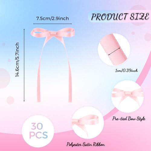 30 Pack Pink Blue Bow Cake Toppers Ribbon Bows for Cake - color: Pink, Blue