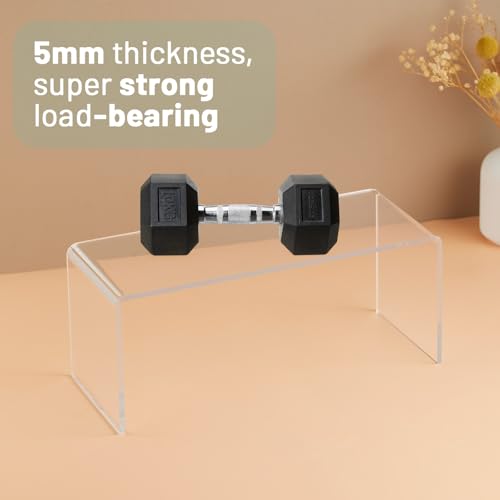 4 Packs Kitchen Cabinet Shelf Organizer, Acrylic Clear Shelf Riser, 5mm Thick Spice Rack for Dishes, Soda Cans and Cup(11.8 x 4.72 x 4.72 Inch) - size: 4 Packs