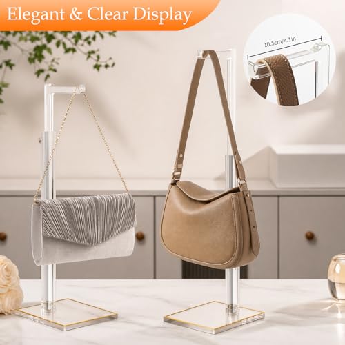 4 Pack Acrylic Purse Stand for Display, 14"-24" Adjustable Handbag Holder - size: 4-Pack, Square, L (14"-24")