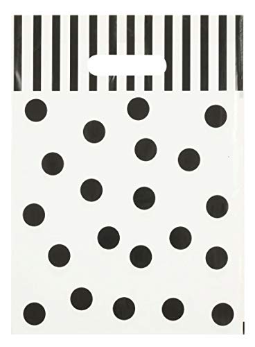 ORAPACK 9x12 White Die Cut Handle Bags with Black Dots 50/cs - color: Black, size: 1 Count (Pack of 50)