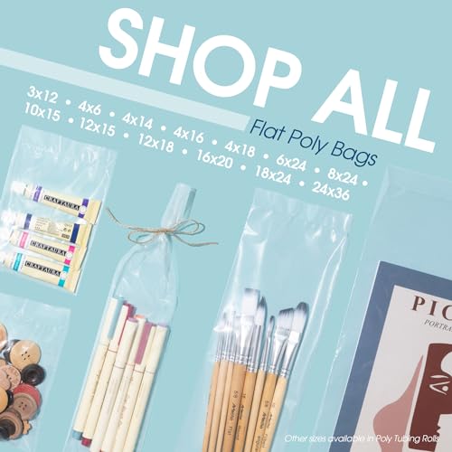 18" X 24" Open-End Flat Poly Bags (100 Count) - 2 Mil Plastic Clear Bags - size: 18" X 24"