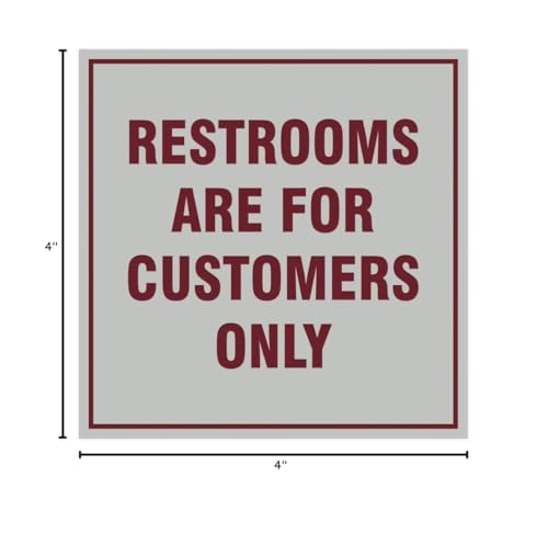Signs ByLITA Square Restrooms Are For Customers Only Sign (Light Grey/Burgundy) - Small 1 Pack - color: Light Grey / Burgundy, size: 4 x 4" - Small (1 Pack)