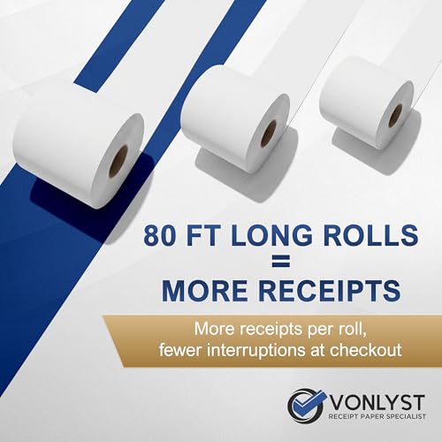 Thermal Receipt Paper Rolls for Clover Mini & Clover Mobile – 2 1/4” x 80’ BPA Free Credit Card Machine Paper Compatible with C200 C300 C301 C302 C302U C305 – POS Printer Paper, 30 Rolls - size: 30 rolls
