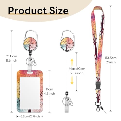 Retractable Badge Holder with Detachable Lanyard, Mixed-Color Tree - color: Mixed-color Tree