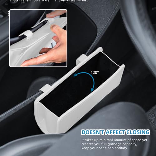 Car Trash Can, Universal Leather Foldable Leakproof Garbage Bins Car Door Organizer Holder (White) - color: White
