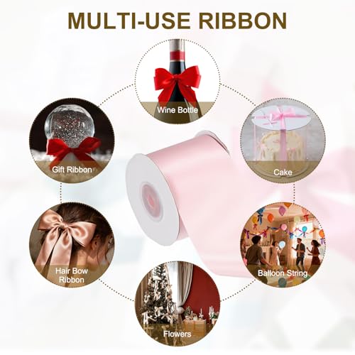 PATIKIL Light Pink Satin Ribbon 2-1/2"x25 Yards Solid Fabric Ribbon - color: Light Pink, size: 2-1/2" x 25 Yards