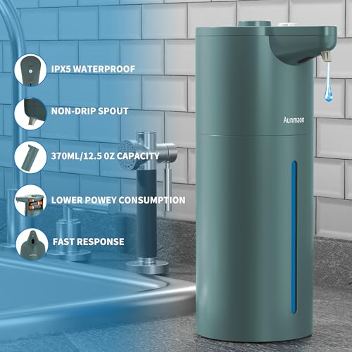 Aunmaon Automatic Soap Dispenser Touchless, Modern, Kitchen & Bathroom, Hands-Free, Adjustable Volume, Long Battery Life, Compatible with Thick & Thin Soap, Easy for Toddlers, Clog-Free, Green - color: Matte Green