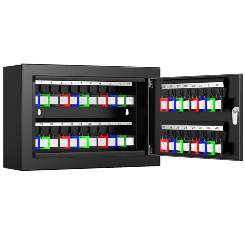 Nebakne 40 Keys Key Cabinet - color: Black, size: 11.61 inches x 7.87 inches x 3.94 inches