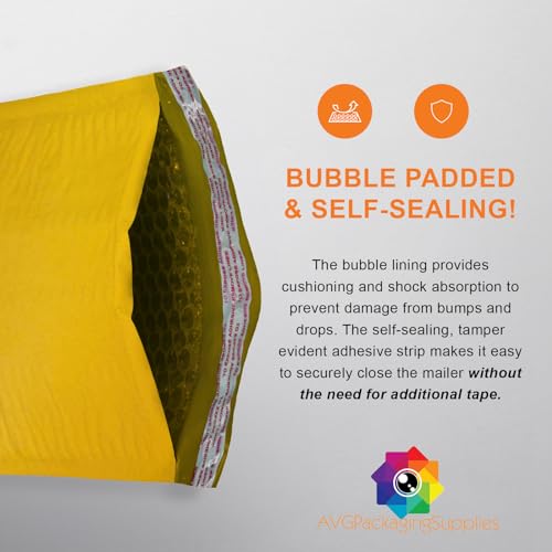 Kraft Bubble Mailers – Bulk Padded Self-Seal #5 Envelopes (10.5" x 16") - Bubble Lined Shipping Envelopes - Industrial Standard Mailer Envelopes for Business (25ct) - size: #5 (10.5" x 16")