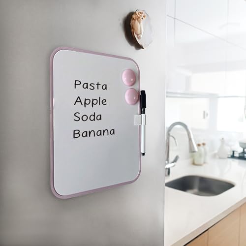 PTY Magnetic Dry Erase White Board with Magnetic Marker and 2 Magnets - Framed Whiteboard for School Locker, Fridge, Office, Home (Cotton Candy) - color: Cotton Candy Standard