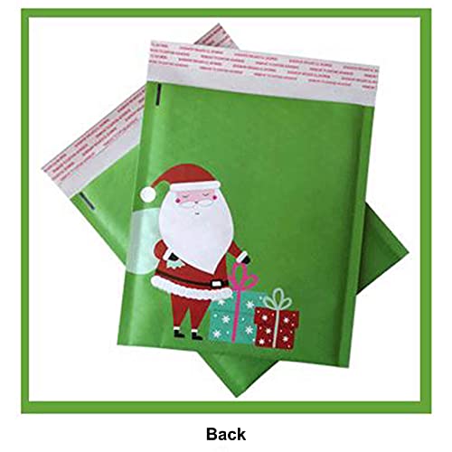 Orgrimmar 10PCS Poly Bubble Mailers 8.3”x9.3” Christmas Waterproof Envelope - color: Green-Santa Claus