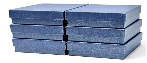 RJ Displays 6 Pack Cotton Filled Pearl Blue Color Paper Cardboard Jewelry Necklace Bracelets Watch Gift Packaging and Retail Display Boxes Size-7 1/8" x 5 1/8" x 1 1/8" Inch (Pearl Blue) - color: Pearl Blue