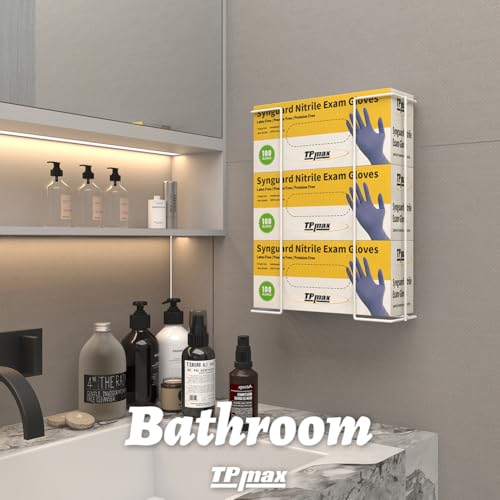 TPmax L Size Gloves Box Holder Glovesbox Wire Rack Dispenser for Gloves,Tissues Paper Towels Organizer - Mounting Accessories Included - Holds 3 boxes - Perfect for Lab, Food Service and Home - style: Triple