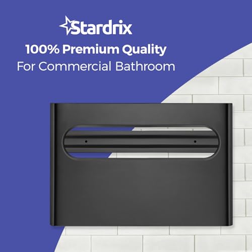 Stardrix Slim Matte Black Stainless Steel Toilet Seat Cover Dispenser – Designer Wall-Mount Holder with Curved Edges and Large Capacity for Single or 1/2 Fold Covers, Aesthetic and Modern Look - color: Matte Black