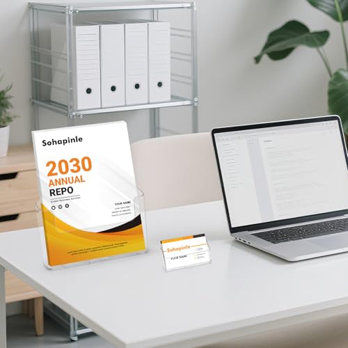 Acrylic Brochure Holder 8.5 x 11 inch 2 Pack Clear Literature Flyer Holders Plastic Rack Card Display Stand Thicker Countertop Organizer for Pamphlets Magazines Booklets Menus, Desk & Wall Mount