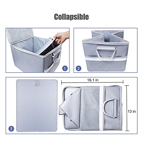 TOMKID Fireproof File Cabinet with Lock, Fireproof Document Organizer Collapsible File Box Filing Cabinet with Handle for Letter Legal Folder Certifications - color: Silver
