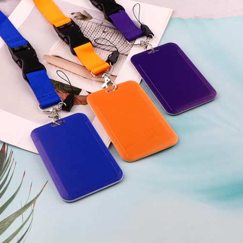 Dark Purple Lanyard with ID Holder Lanyard for Keys ID Badges Keychain Vertical Name Badge Holder with Clip - color: Purple1