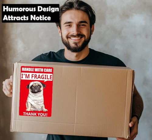 Large Funny Fragile Stickers – 6x4 inch Humorous Mummy & Dog 'Handle with Care'Packing Labels for Shipping, Moving & Gift Boxes - style: 4*6 inch fragile