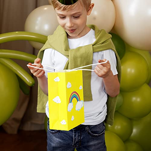 BLEWINDZ 32 Pcs Rainbow Goodie Bags with 32 Tissues - 8.7" Small Gift Bags with Handles for Kids Birthday Party Favors, Baby Showers and Party Supplies - color: 06-8cols-S