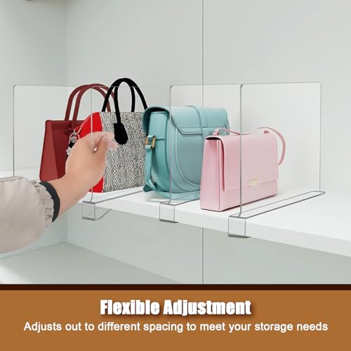 xydstay 6 Pack Clear Acrylic Shelf Dividers for Closet Organization