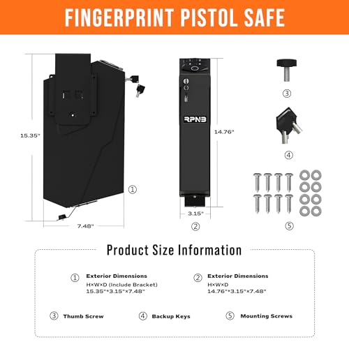 RPNB Bedside Gun Safe for Handgun,Biometric Pistol Safe,Small Handgun Safes - color: RP311F
