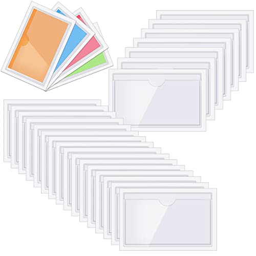 Chinco 30 Pcs Self Adhesive Clear Index Card Pockets,4.06 x 2.48 Inches - size: 4.06 x 2.48 Inches