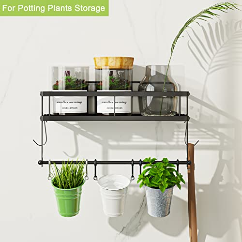 ESOW Paper Towel Holder Wall Mount with Shelf, Adhesive, Matte Black Metal - color: Matte Black Finish
